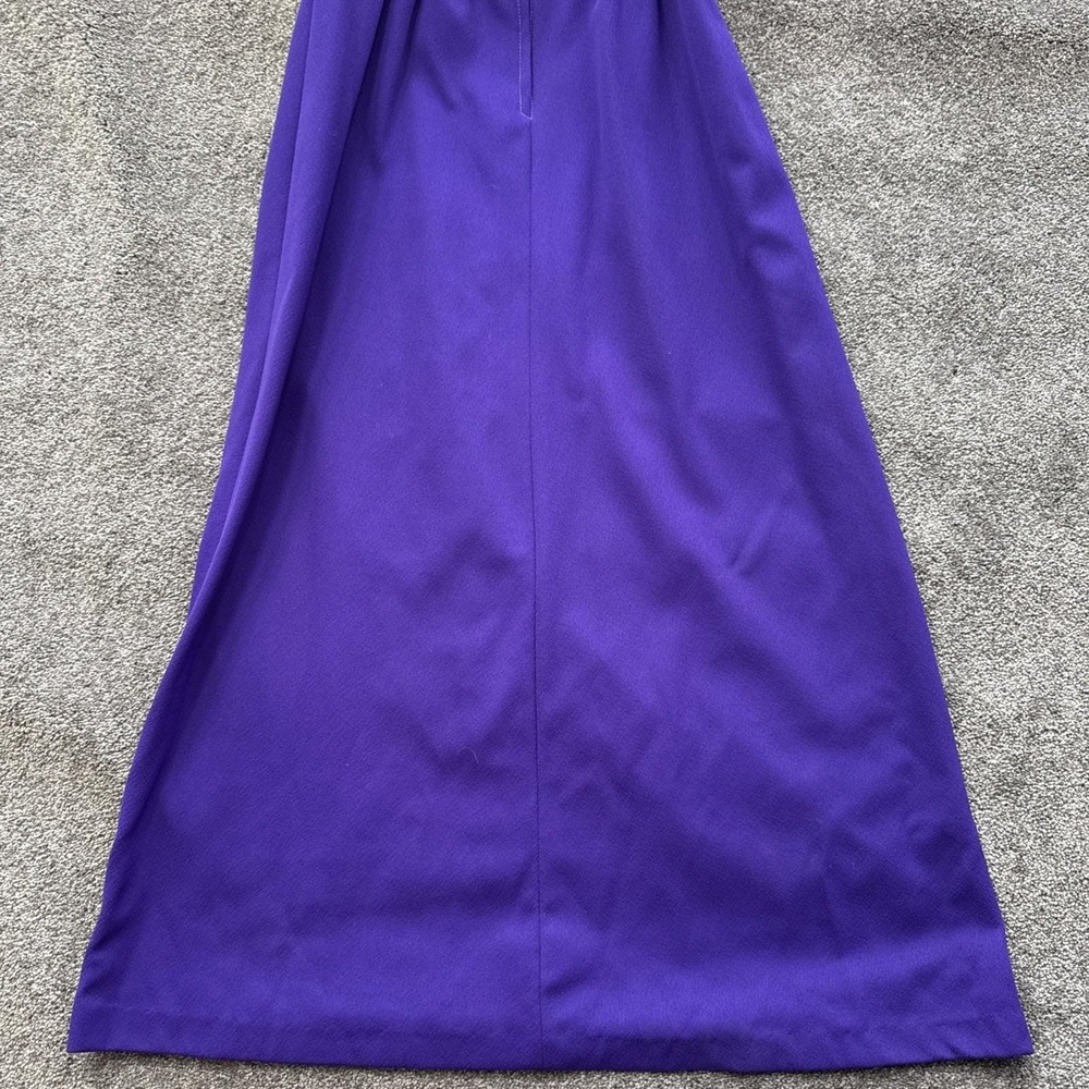 VTG Womens M 50s 60s Prom Rockabilly Dress Acetate Purple Floral Sheath Flare - Picture 9 of 13